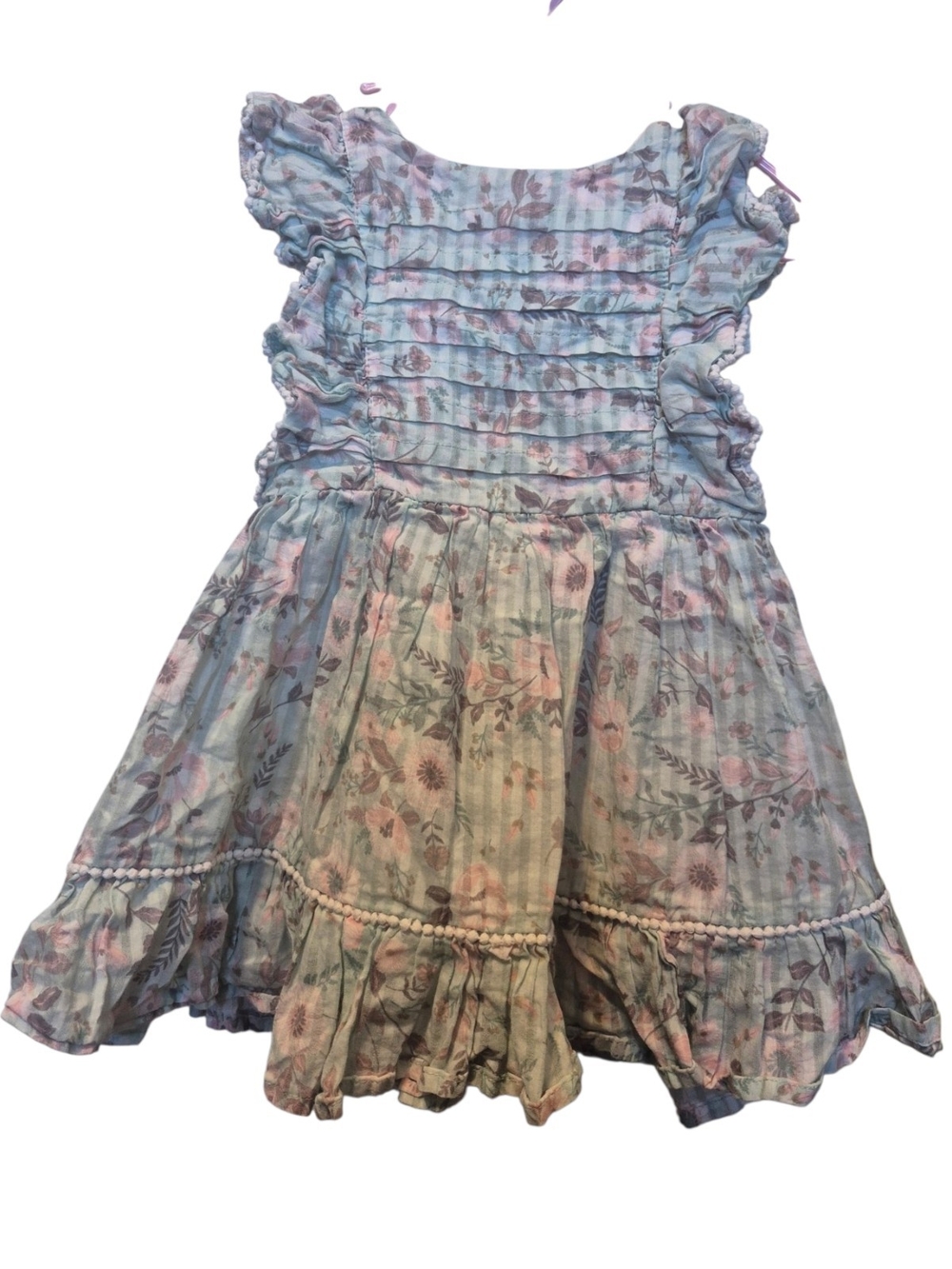 Shabby Chic Blue and Pink Floral Ruffle Dress